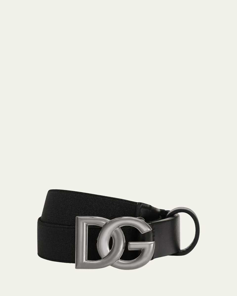 Kid's DG Buckle Calfskin Belt